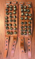 Vintage Leather Ankle Bells Brass Tribal Belly Dancing Bells - 24 Bells Each