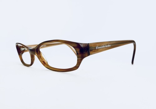 Elizabeth Arden Brown Wood Style Lucite Rectangular Glasses EA SUN 86 52 16 140