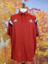Polo rouge adidas polyester Swansea City Football Club. UK homme taille 2XL