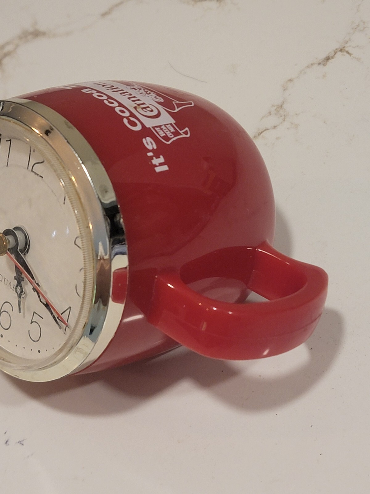 Promo Clock Carnation Cocoa Time Red Mug Red Plastic Advertising Samples
