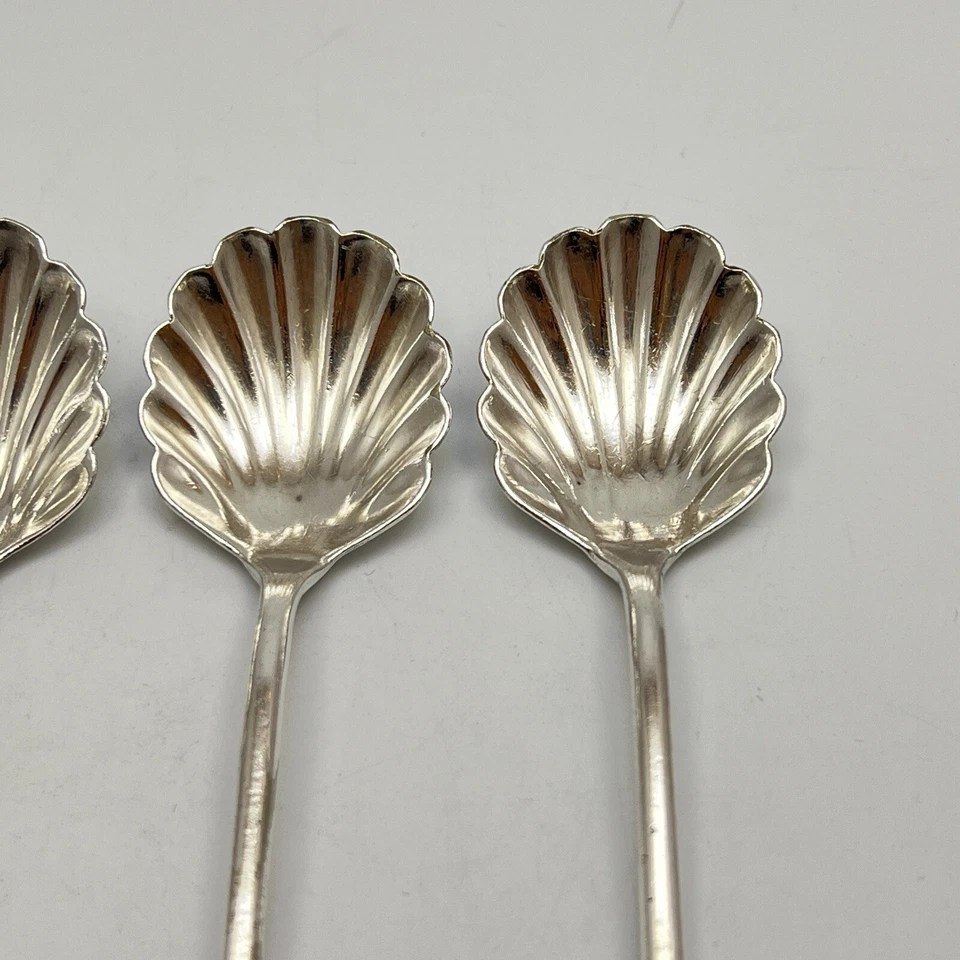 F Broggi Silver Plate Shell Spoon Twisted Handle SL Engraved 4Pc - Image 4 of 4