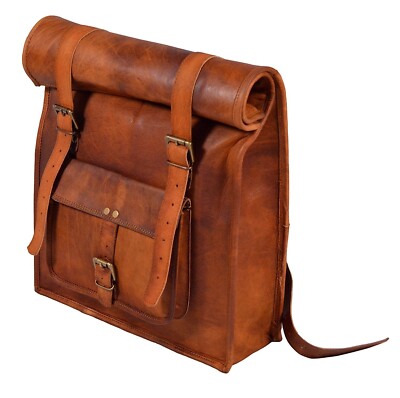 18'' Leather Backpack Shoulder Bag Office Laptop Rucksack School Handbags Rolltop