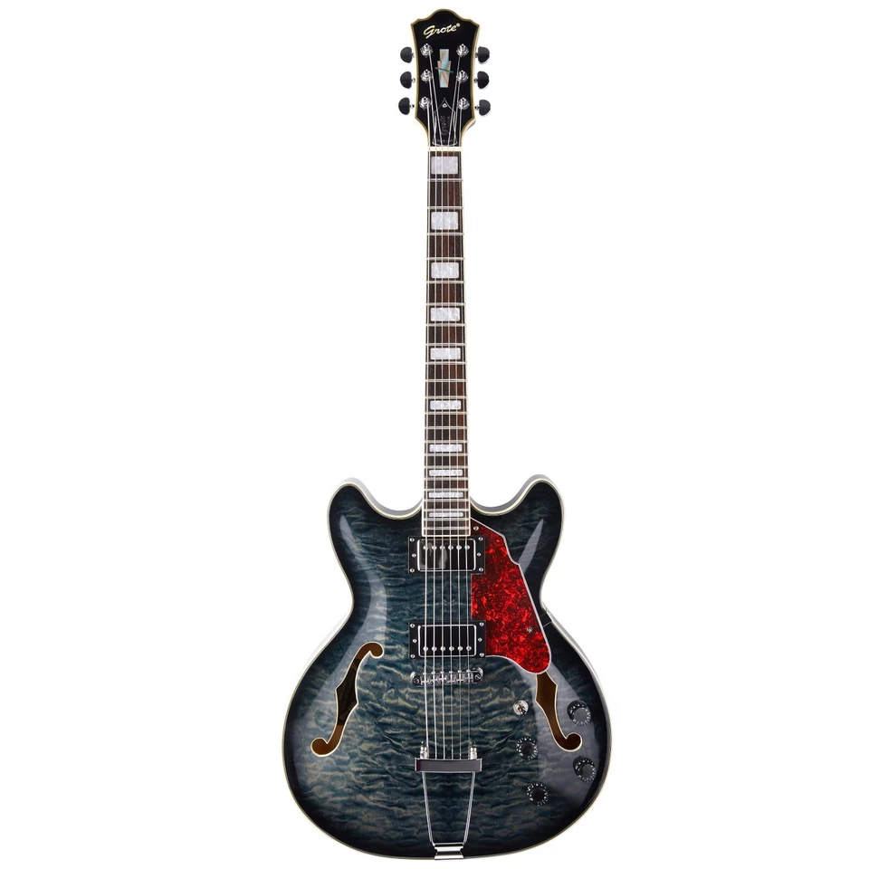 Grote Electric Guitar Semi-Hollow Body 335-YS-HW Style with GigBag - Image 2 of 4