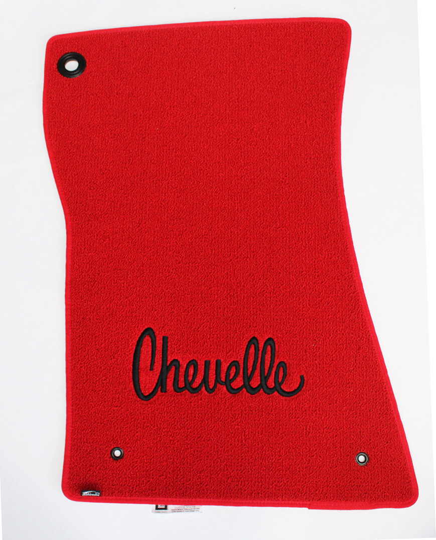 NEW! 1968-1972 Chevelle Floor Mats Red Carpet Embroidered Script Logo ...
