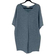 Hayden Waffle Knit Blue Tunic Dress Lagenlook Coastal Beach Womens 1X 