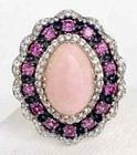 HSN Colleen Lopez Sterling Silver Pink Opal, Rhodolite & White Topaz Ring Size 8 — photo 1
