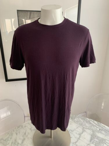 ARMANI Collezioni Burgundy Viscose Crew Neck Short Sleeve T-Shirt Size Large