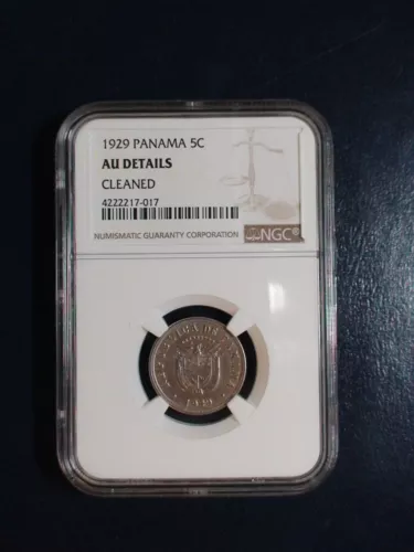 1929 PANAMA FIVE CENTESIMOS NGC AU Details 5C Coin PRICED TO SELL QUICKLY!