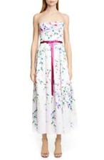 MARCHESA NOTTE STRAPLESS FLORAL TEA LENGTH DRESS sz 8