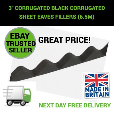 3" Profile Corrugated black Corrugated Sheet Eaves Fillers Pack of 10 (6.5m)
