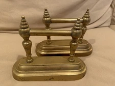 Antique Brass Boot Jacks- original solid iron base brush 18th century pair set