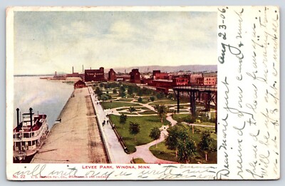 Minnesota Winona Levee Park Vintage Postcard POSTED