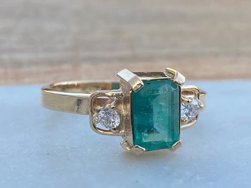 Size 7 Genuine Colombian emerald 1 carats and diamonds VS1, ring , gold 18k - 第 3/9 張圖片