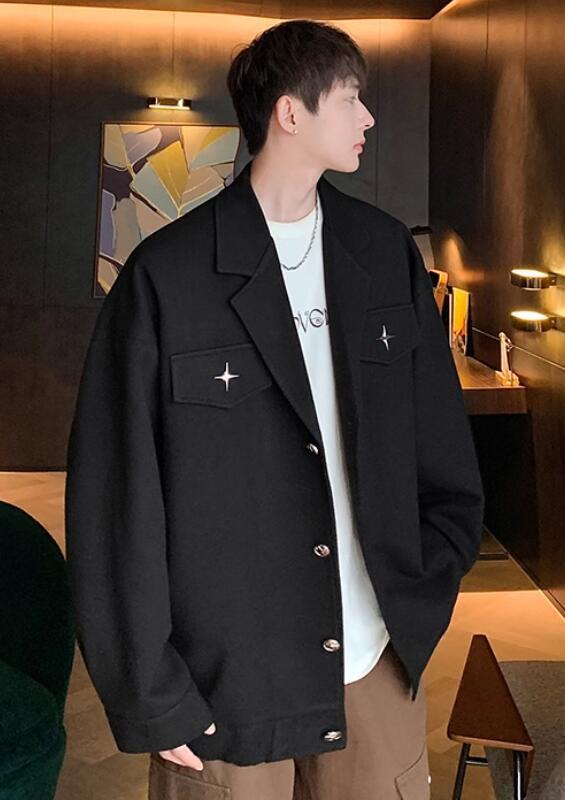 Men's Loose New Chic Jackets Overcoat Lapel Collar Short