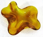 BLENKO BIOMORPHIC AMBER GLASS AMOEBA SHAPE ASH TRAY 8 1/4" W EXCELLENT CONDITION