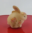 Fenton Art Glass Hand Painted Bunny from Custard glass, signed by Kitty Riley