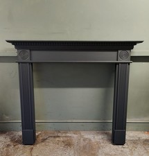 A Lovely Bullseye Wooden Mantlepiece Charcoal Black Fireplace Mantle Surround