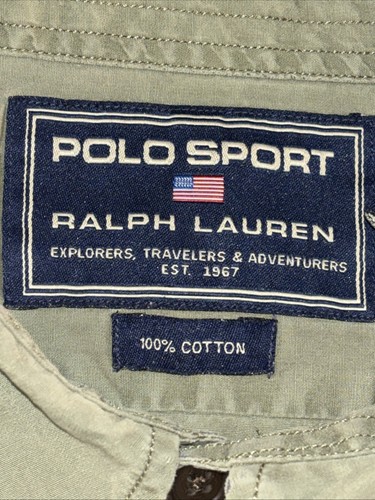 Vintage Polo Sport Ralph Lauren Army Green Button Down Shirt Men’s Size L 90s - Picture 9 of 17