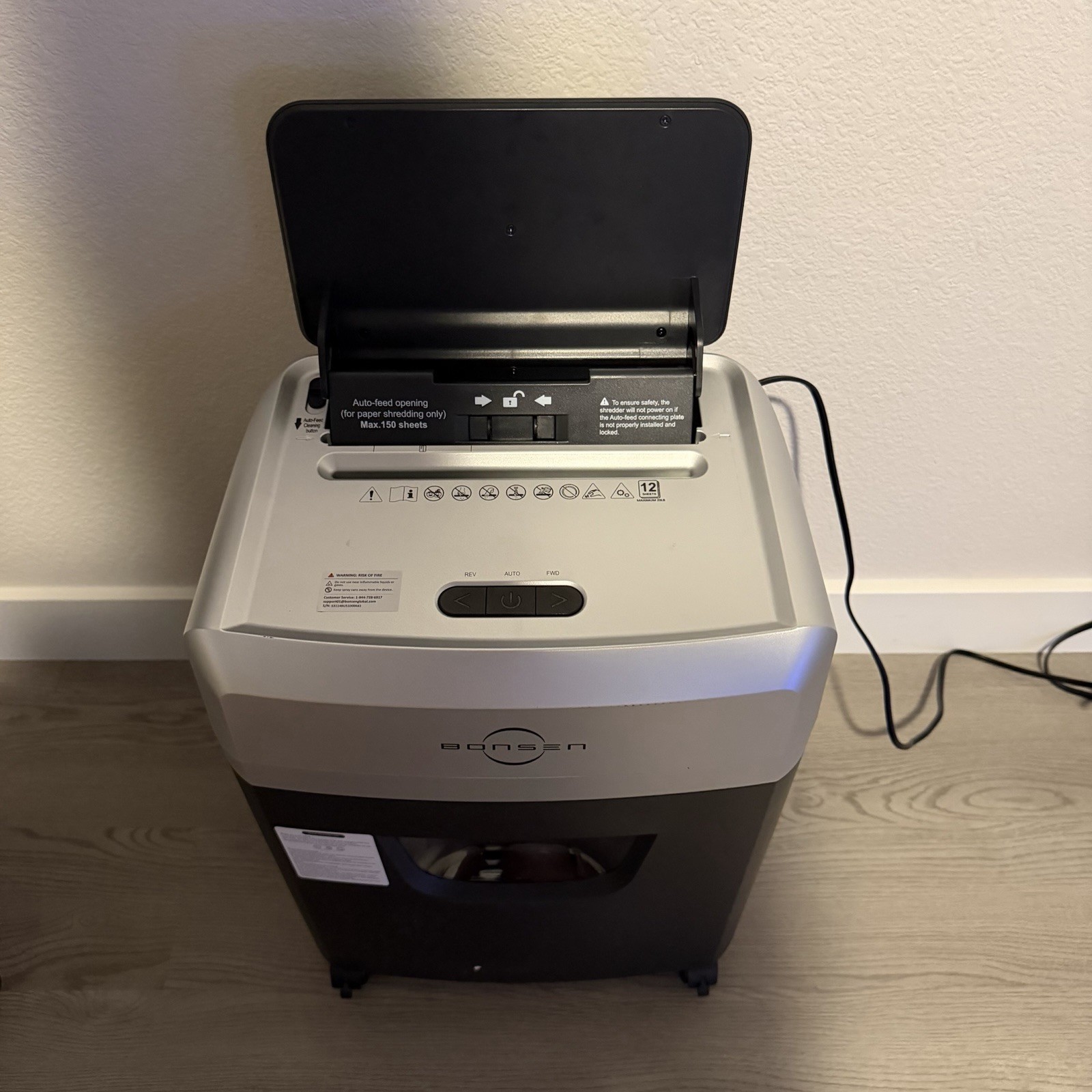 BONSEN 150-Sheet Autofeed Shredder,60 Mins Heavy Duty Micro-