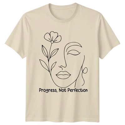 Progress Not Perfection Damen T-Shirt Blumen Kunst Selfcare Geburtstag Geschenk für Sie