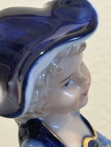 Vintage Delft Dutch Rockwood Farm Girl Boy Porcelain Figurine Set Colbalt Blue - Picture 6 of 22