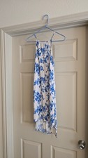 Forever 21 Low-High Blue and White Floral Sun Dress Sz Small