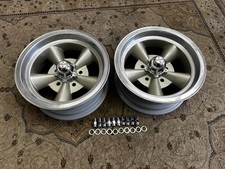 Vintage Pair Of 5 Spoke Style Torq - Thrust 14x6 4 34 Chevy Unrestored Driver Vintage Pair Of 5 Spoke Style Torq - Thrust 14x6 4 34 Chevy Unrestored Driver