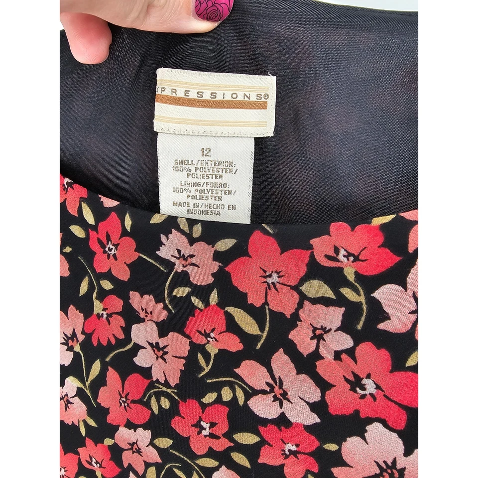 Vestido para mujer Expressions multicolor floral manga corta calce y acampanado talla 12 Foto 3 de 4