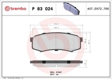 FOR BREMBO P 83 024 HAM PADS. REAR TOYOTA LANDCRUISER 90-REAR