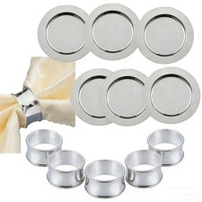 6 Sets Silver Stainless Steel Charger Plates with 6 Packs Stainless Steel Bea...