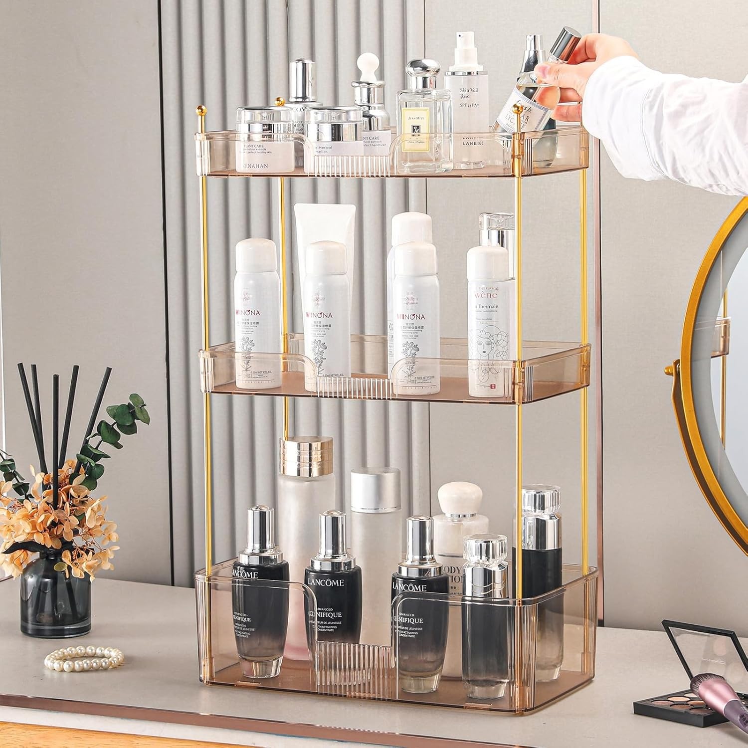 Bathroom Countertop Make up Organizer Shelf 3 Tier Storage Rack stylish