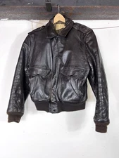 Vintage Schott Bros I-S-674-M-S Flight Jacket Mens Size 42 Brown Leather