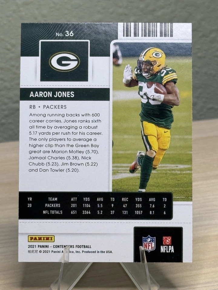 2021 PANINI CONTENDERS AARON JONES RARE CASE HIT SSP STARDUST SEASON TICKET #36  - Image 2 of 2