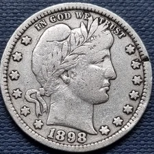 1898 Barber Quarter 25c Better Grade  #96573