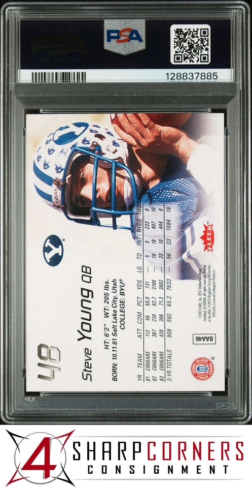 2013 FLEER RETRO 1999 FLAIR SHOWCASE #48 STEVE YOUNG HOF POP 2 PSA 9 - Image 2 of 2