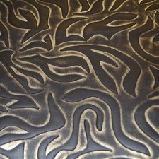 112 sf 2.5 oz. Unique Black Gold Floral Embossed Upholstery Hide Leather x04l -p