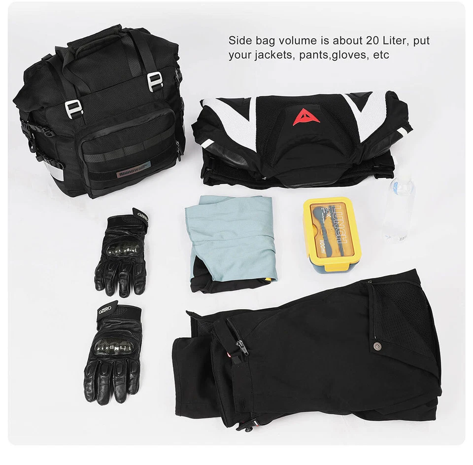 1 pieza Nuevo 20L Motocicleta Moto Sillín Bolsa Ajuste Universal Impermeable Equipaje Caja Foto 3 de 4