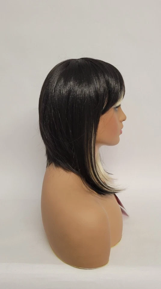 PELUCA LARGA RECTA BOB BANG DOS TONOS NEGRA, RUBIA COSPLAY ANIME DIARIO CT25/1B/613 Foto 3 de 4