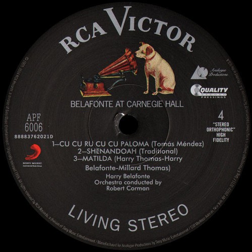 ANALOGUE PRODUCTIONS RCA AP-6006 BELAFONTE LIVE AT CARNEGIE HALL 2LP 180g - Picture 8 of 10