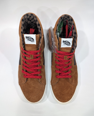 Vans SK8 Glazed Ginger Brown Pig Suede Plaid Men's Hi Top Sneakers
