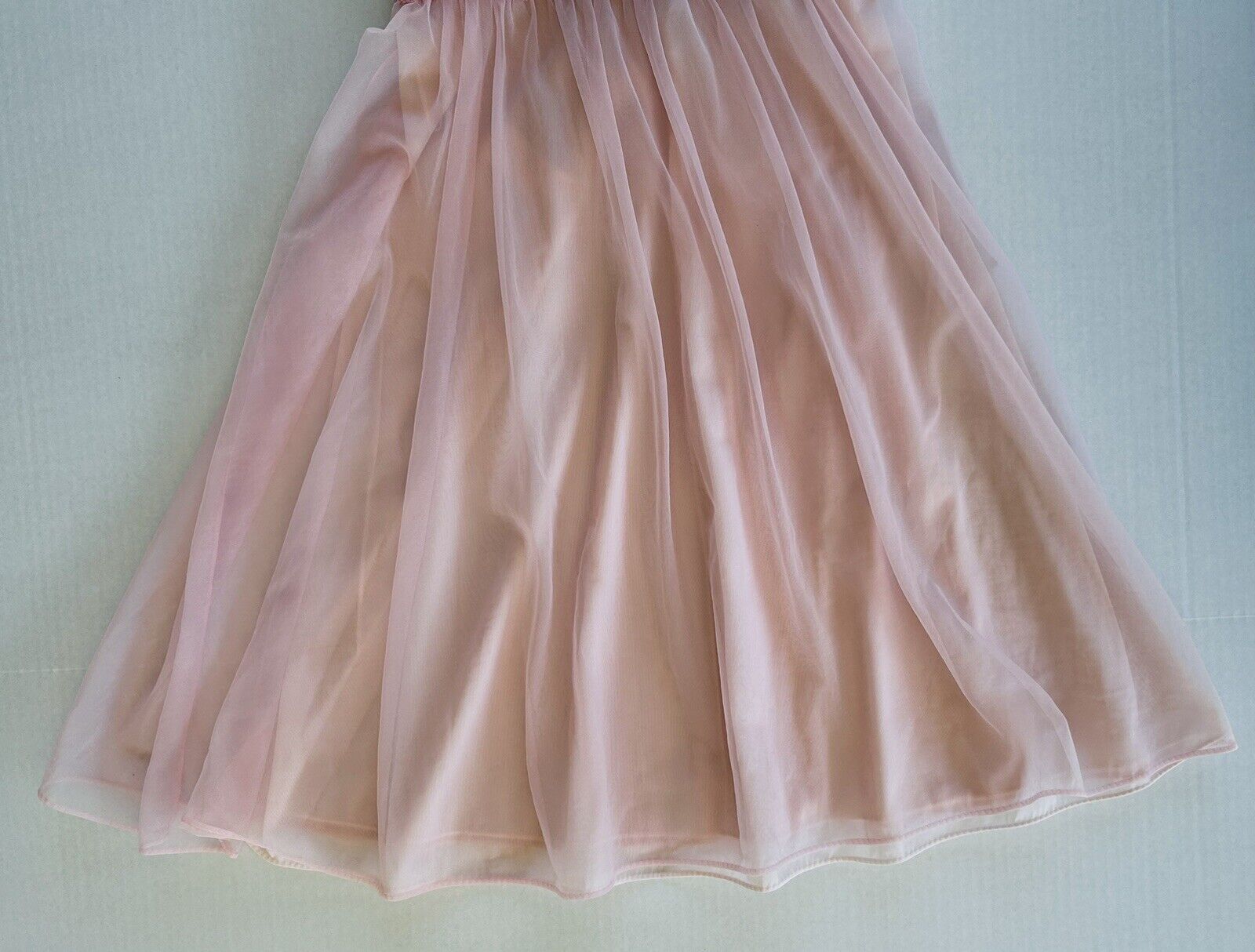 Vintage Nightgown Babydoll Pink Chiffon Lace Vani… - image 5