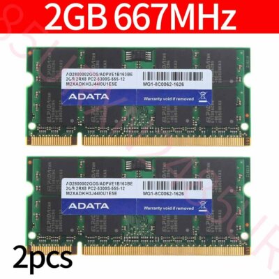 4GB 2x 2GB 1G PC2-5300S DDR2-667 200Pin SO-DIMM Notebook Laptop RAM für DATA DE