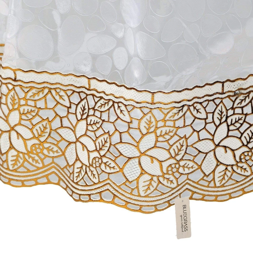 PVC  Oval Dining Table Cover with Golden Lace 54x78 inch 6 Seater - Image 4 of 4