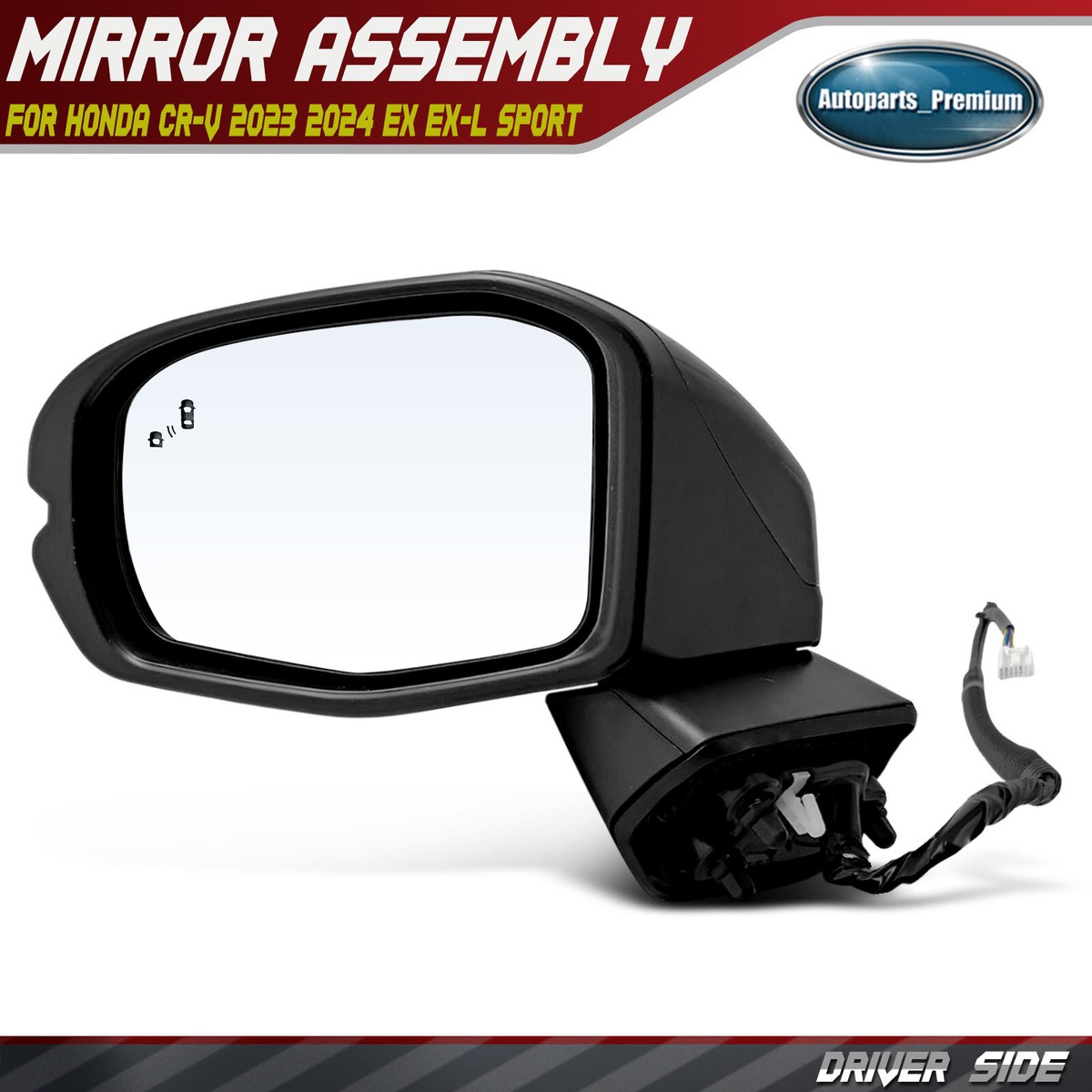 Driver Power Mirror w/ Heated Signal Blind Spot 8 Pins for Honda
