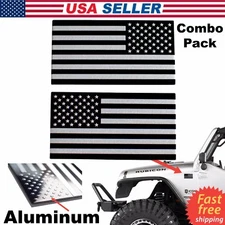 3D METAL American Flag Sticker Decal Emblem Bike, Auto, Truck, Black & Silver 