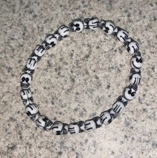 Halloween White /Black Skull Head Beaded Stretchy Bracelet