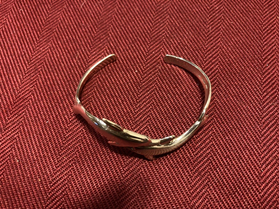 NEW Solid Sterling Silver Stunning Dolphins Pair Bangle Bracelet By Dive Silver - Image 2 of 4