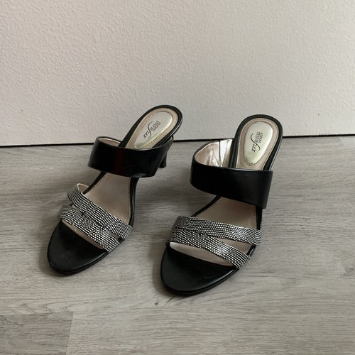 Scarpe eleganti Alfani Step N Flex tacco bianco nero slip on punta aperta 6,5 m nuove con scatola - Foto 4 di 13