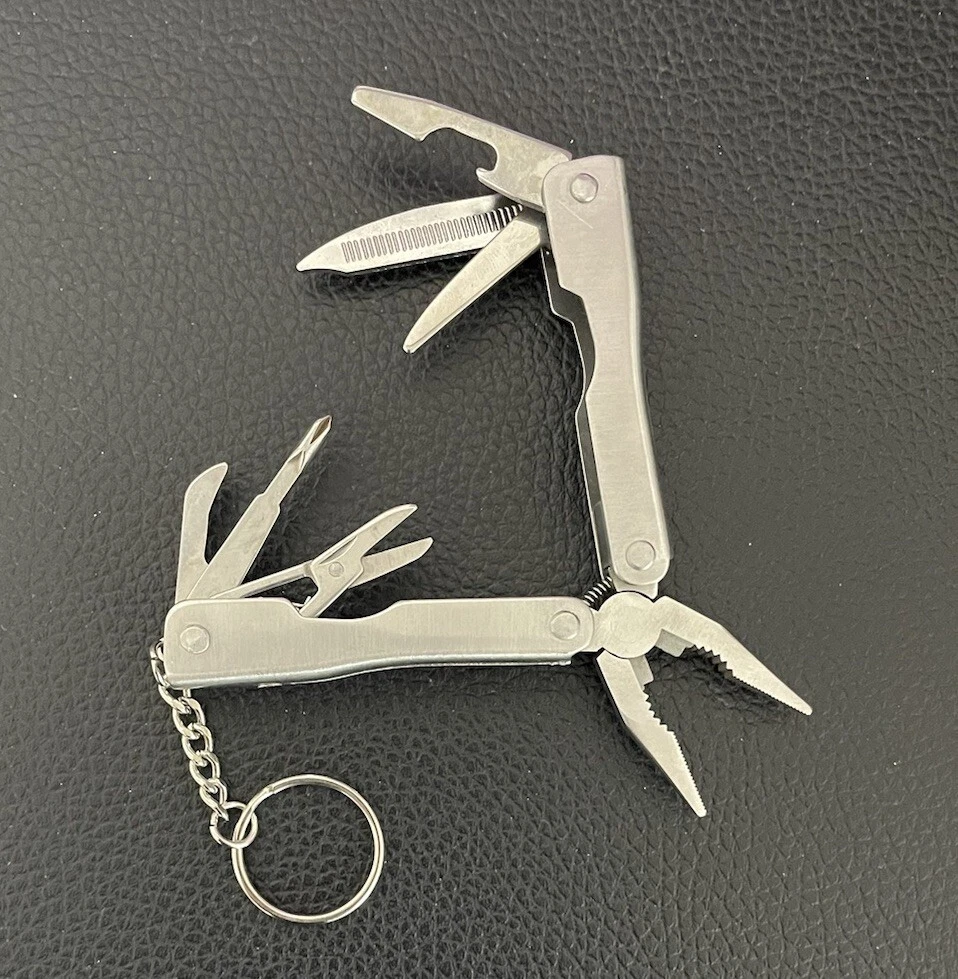 Multi Tool Kit Mini Keychain Scissors Screwdriver Pliers Can Bottle Opener
