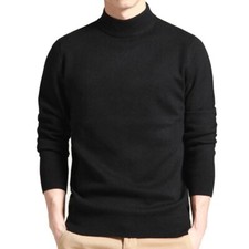 Men's Cashmere Sweater Mock Neck Sweaters Knit Pullover for Male Men Knitwear Sz